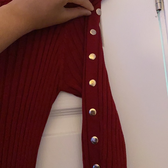 Burgendy long slim bodycon dress - Picture 3 of 5